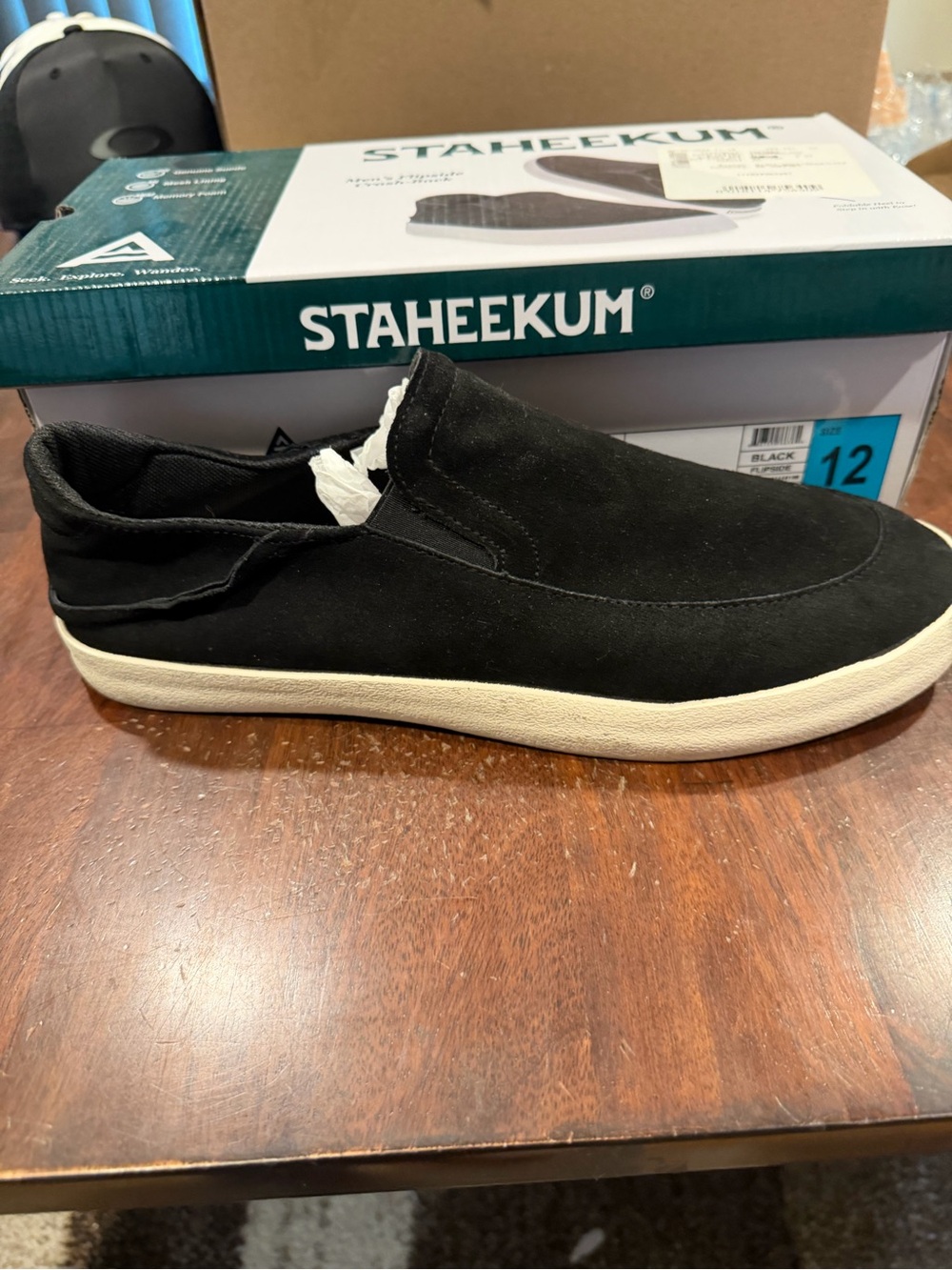 Staheekum Men’s Flipside slip On Casual Loafer Shoes Black Suede Size 12 M US